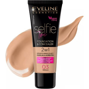 Podkład i korektor 2w1 kryjąco-nawilżający Eveline Selfie Time, 03 VANILLA,