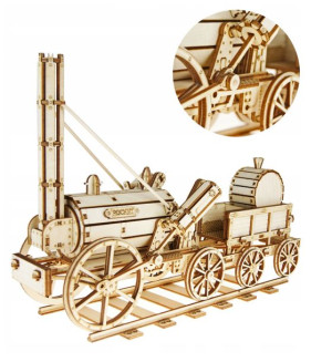 Drewniany Model Puzzle 3D Lokomotywa Parowa