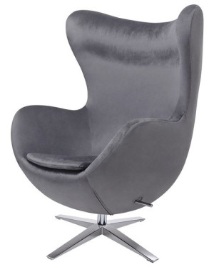 Fotel EGG SZEROKI VELVET ciemny szary