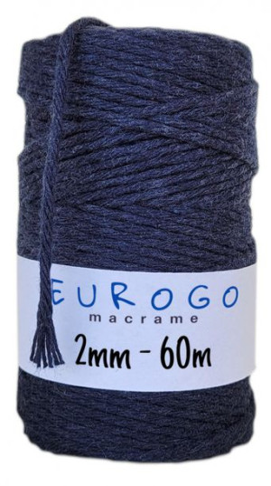 Sznurek Bawełniany Granatowy Do Makramy 60M 2Mm