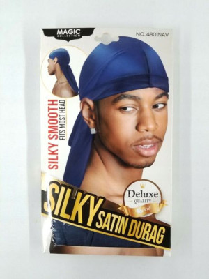 Durag Niebieski Granatowy Jedwabiście Gładki