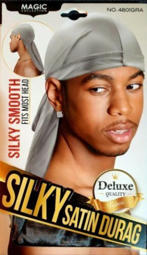 Durag Szary Jedwabiście Gładki