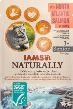 IAMS Naturally Senior Cat with North Atlantic Salmon in Gravy 85 g