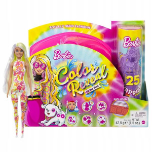 Barbie Totally Neon Lalka Color Reveal + Piesek
