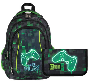 Zestaw plecak piórnik St.Right Dark Game Pad 1-3k