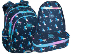Zestaw plecak piórnik worek CoolPack Blue Unicorn Jednorożec 1-3k