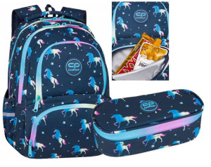 Zestaw plecak piórnik CoolPack Blue Unicorn Jednorożec