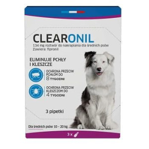 Krople przeciw kleszczom dla psów średnich CLEARONIL x 3 szt.