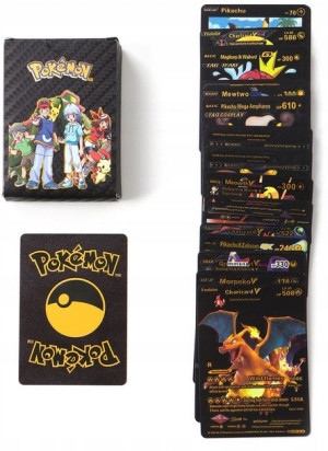 Czarne Karty Pokemon Zestaw 55szt Kolekcjonerskie