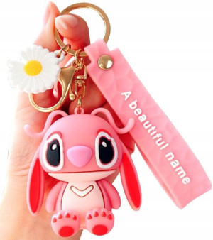 Brelok Miś do kluczy torebki Angel Stitch pink