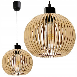 Lampa Sufitowa Wisząca DREWNIANA 1x E27 Żyrandol