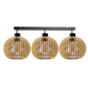Lampa Sufitowa Wisząca DREWNIANA 3x E27 Żyrandol