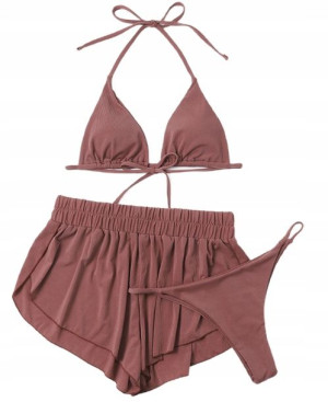 3-częściowy Strój Kąpielowy Bikini Z Szortami L