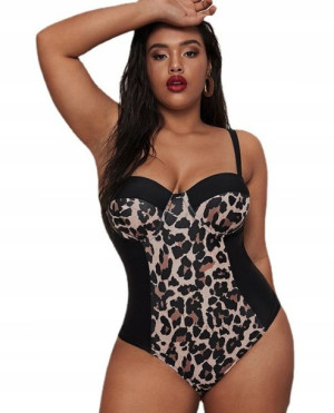 Strój Kąpielowy Plus Size Usztywniany Panterka 4xl