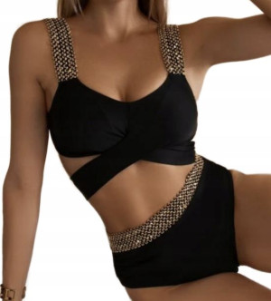 Dwuczęściowy Strój Kąpielowy Wysoki Stan Bikini M
