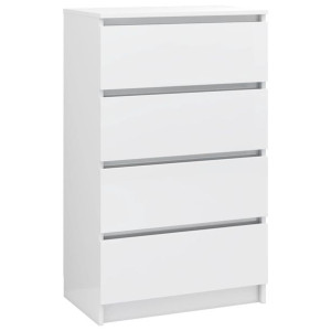 Komoda biała z połyskiem 60x35x98,5 cm, materiał drewnopochodny