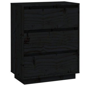 Szafka, czarna, 60 x 34 x 75 cm, lite drewno sosnowe