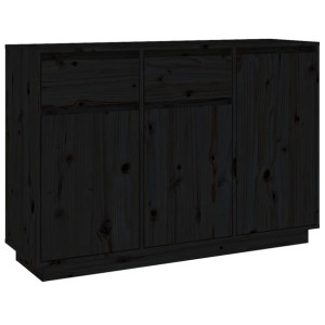 Szafka, czarna, 110x34x75 cm, lite drewno sosnowe