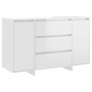 Komoda z 3 szufladami, biała na wysoki połysk, 120x41x75 cm