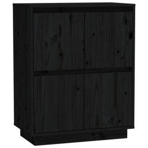 Szafka, czarna, 60 x 34 x 75 cm, lite drewno sosnowe