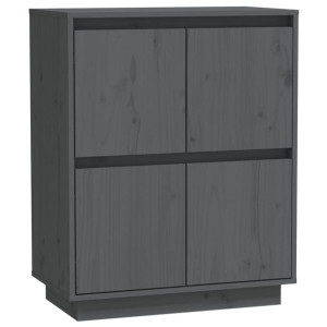 Szafka, szara, 60 x 34 x 75 cm, lite drewno sosnowe