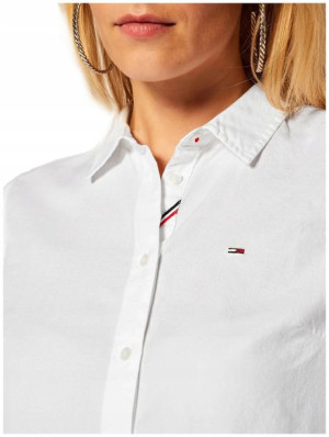Koszula TOMMY JEANS damska biała gładka slim-fit