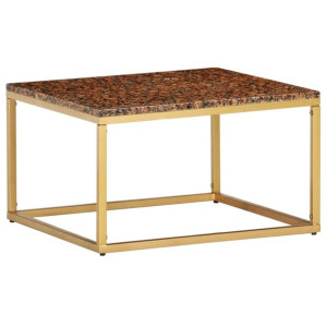 Stolik kawowy, czerwony 60x60x35 cm, kamień o teksturze marmuru
