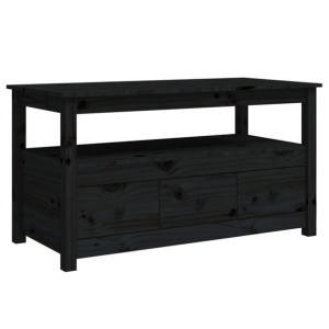 Stolik kawowy, czarny, 102x49x55 cm, lite drewno sosnowe