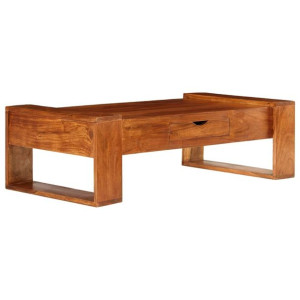 Stolik kawowy z litego drewna akacjowego, 100x50x30 cm, brązowy