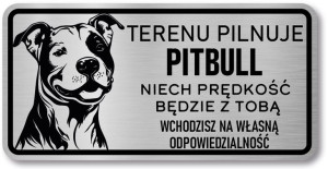 Tabliczka ostrzegawcza - Uwaga pies PITBULL