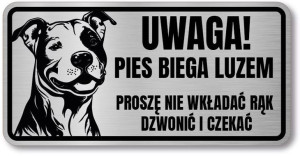 Tabliczka ostrzegawcza - Uwaga pies PITBULL