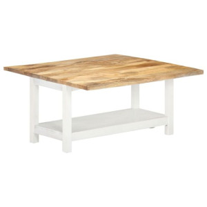 Rozkładany stolik kawowy, biały, 90x(45-90)x45 cm, drewno mango