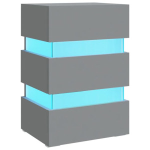 Szafka nocna z LED, szara, 45x35x67 cm, płyta wiórowa