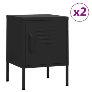 Szafki nocne, 2 szt., czarne, 35x35x51 cm, stalowe