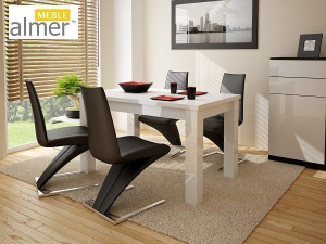 Stół S02 MDF Biały Połysk Rozkładany 130(+2x50)x90