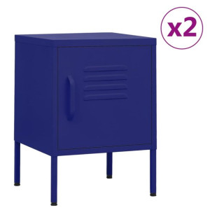 Szafki nocne, 2 szt., granatowe, 35x35x51 cm, stalowe