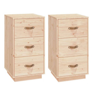 Szafki nocne, 2 szt., 40x40x75 cm, lite drewno sosnowe