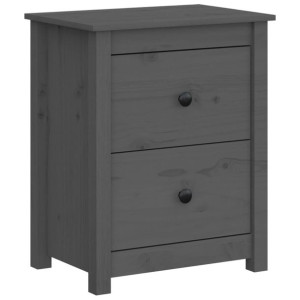 Szafka nocna, szara, 50x35x61,5 cm, lite drewno sosnowe