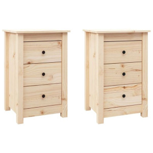 Szafki nocne, 2 szt., 40x35x61,5 cm, lite drewno sosnowe
