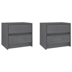 Szafki nocne, 2 szt., szare, 40x30,5x35,5 cm, drewno sosnowe