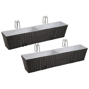 Donice balkonowe prostokątne 2 x 80 cm w kolorze czarnym