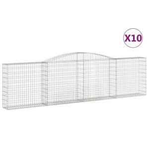 Kosze gabionowe, 10 szt, 400x30x100/120cm, galwanizowane żelazo