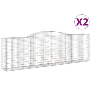Kosze gabionowe, 2 szt, 400x50x120/140 cm, galwanizowane żelazo