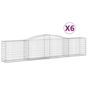 Kosze gabionowe, 6 szt, 400x50x80/100 cm, galwanizowane żelazo