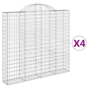 Kosze gabionowe, 4 szt, 200x30x180/200 cm, galwanizowane żelazo