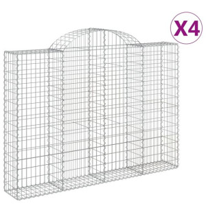 Kosze gabionowe, 4 szt, 200x30x140/160 cm, galwanizowane żelazo