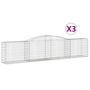 Kosze gabionowe, 3 szt, 400x50x80/100 cm, galwanizowane żelazo