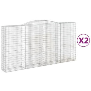 Kosze gabionowe, 2 szt, 400x50x200/220 cm, galwanizowane żelazo