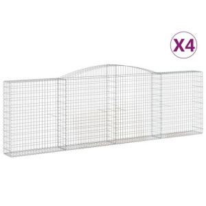 Kosze gabionowe, 4 szt, 400x30x120/140 cm, galwanizowane żelazo