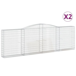Kosze gabionowe, 2 szt, 400x30x120/140 cm, galwanizowane żelazo